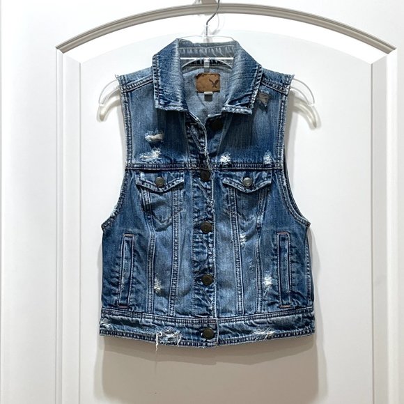 American Eagle Vest Small Blue Denim Jean Vest - Picture 1 of 6